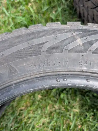 4 winter tires off rim. 215/55R17 Only used for 1 season on a retired person's Honda Accord. Didn't...