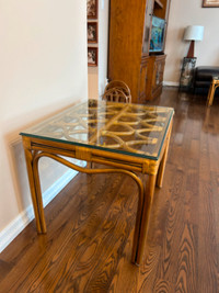 Rattan Coffee Table / End Table with glass top