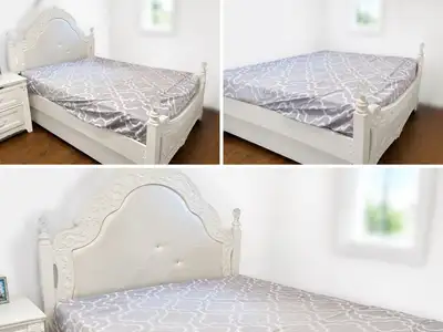 White Glamour Bed Frame With Mattress, View more