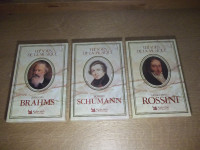 Brahms-Shumann-Rossini-3 coffrets-12 cassettes audio 4 pistes