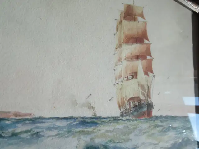 Old Time Painting of Ship Heading Out to Sea in Arts & Collectibles in Oshawa / Durham Region - Image 9