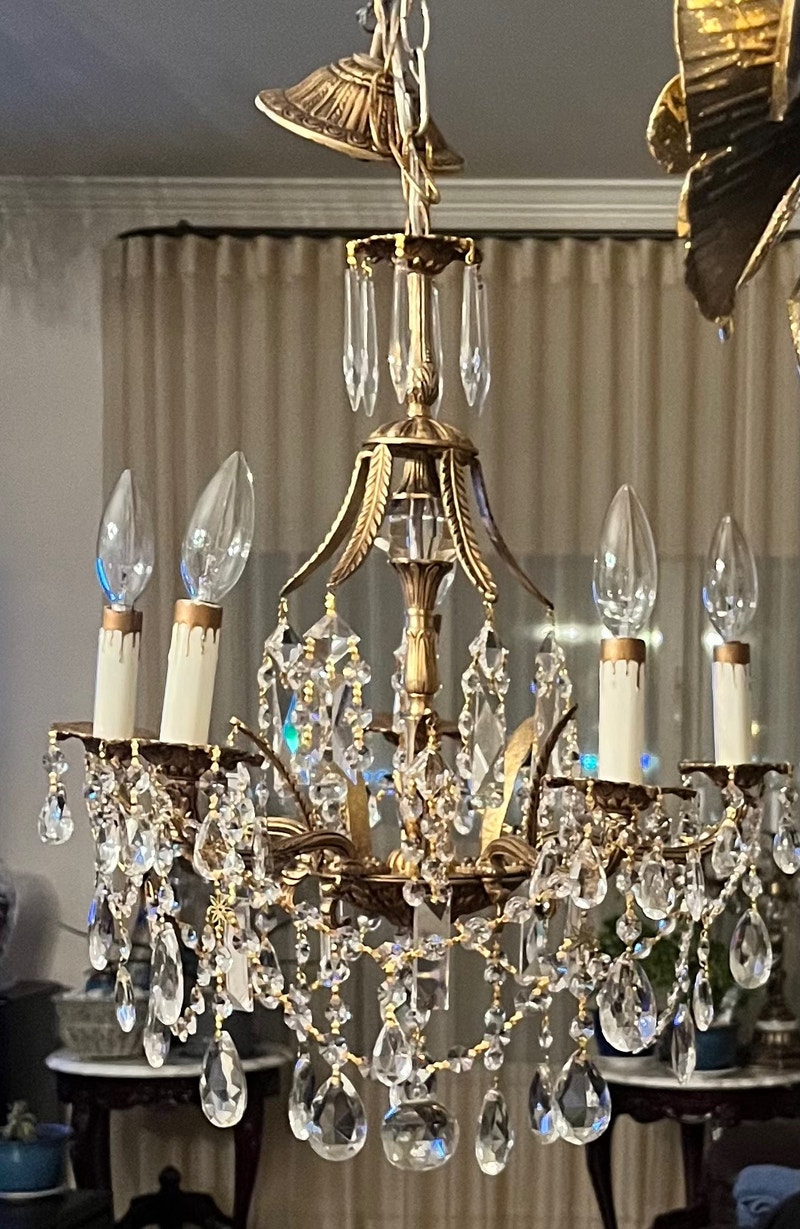 CRYSTAL VINTAGE BRASS CHANDELIER Éclairage intérieur et plafonniers