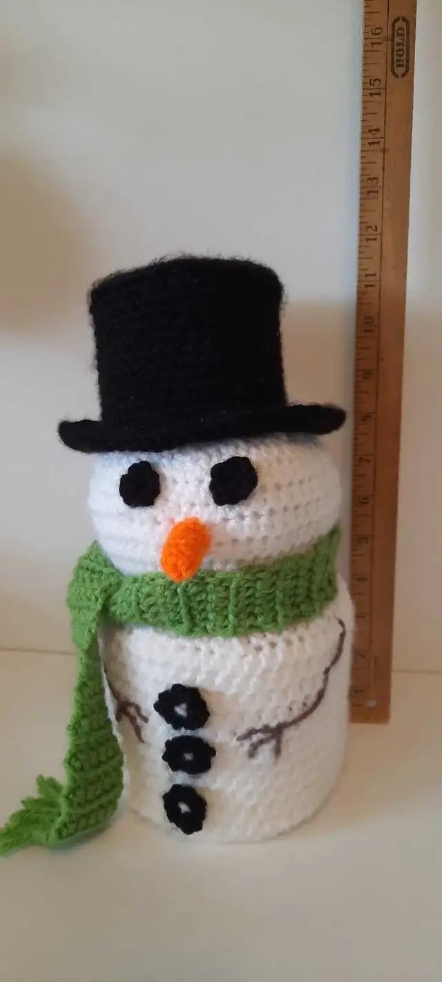 Handmade Crocheted Snowman Toilet Tissue Cover
