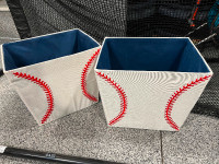 Baseball decor storage bin