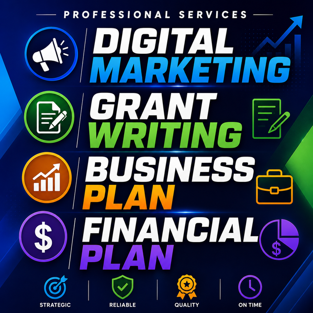 DIGITAL MARKETING, GRANT WRITING, BUSINESS PLAN, FINANCIAL PLAN