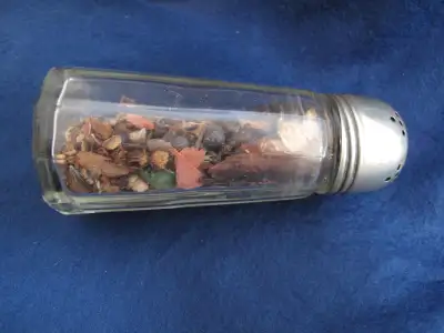ANTIQUE GLASS SUGAR SHAKER with SILVER PLATED TOP, View more