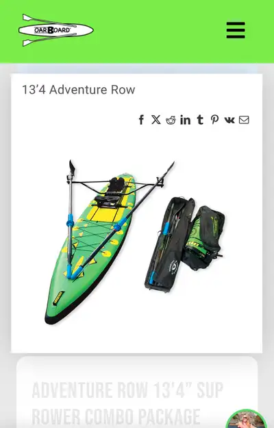 Oar Board 13.4” Adventure Paddle Board Row Combo Package - Mint!, View more