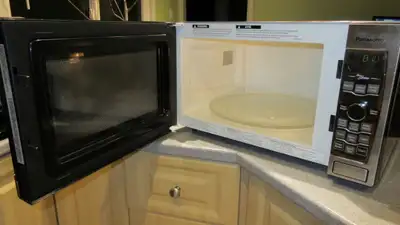 Mid-sized Stainless Panasonic Genius microwave, View more