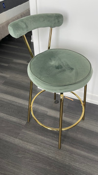 Counter Stools - Gold and Green Velvet 