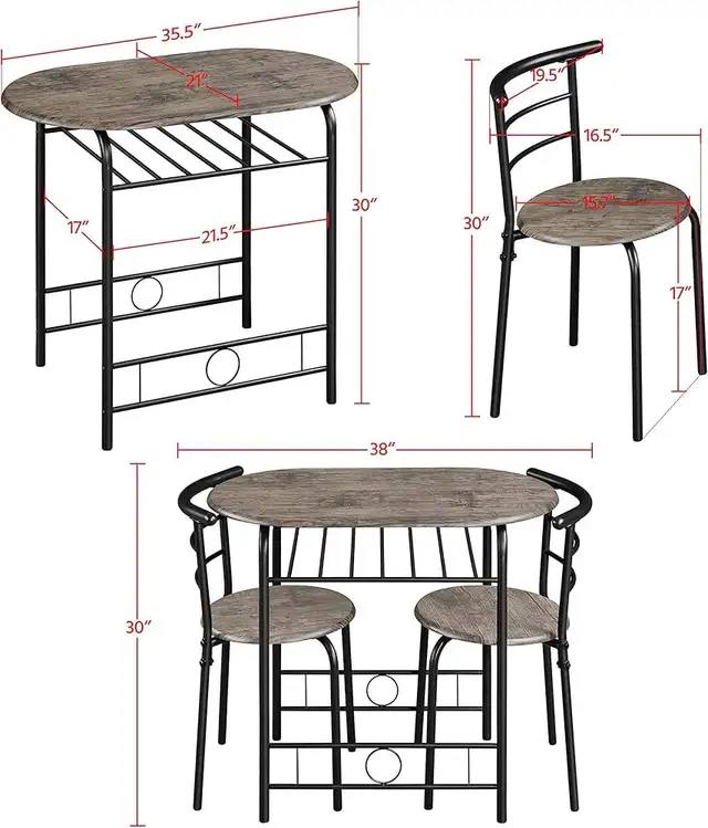 3-Piece Dining Table Set, Kitchen Table & Chair Sets for 2, Comp in Dining Tables & Sets in Markham / York Region - Image 4