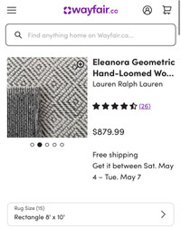 Modern black and white geometric wool rug