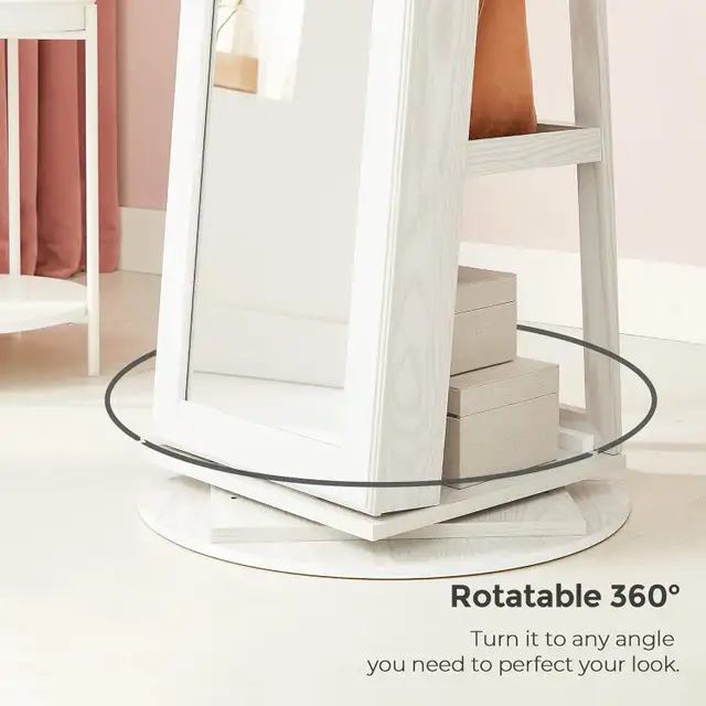 360 Degree Swivel Jewelry Cabinet, High Full Length Mirror, Lock in Home Décor & Accents in Markham / York Region - Image 7