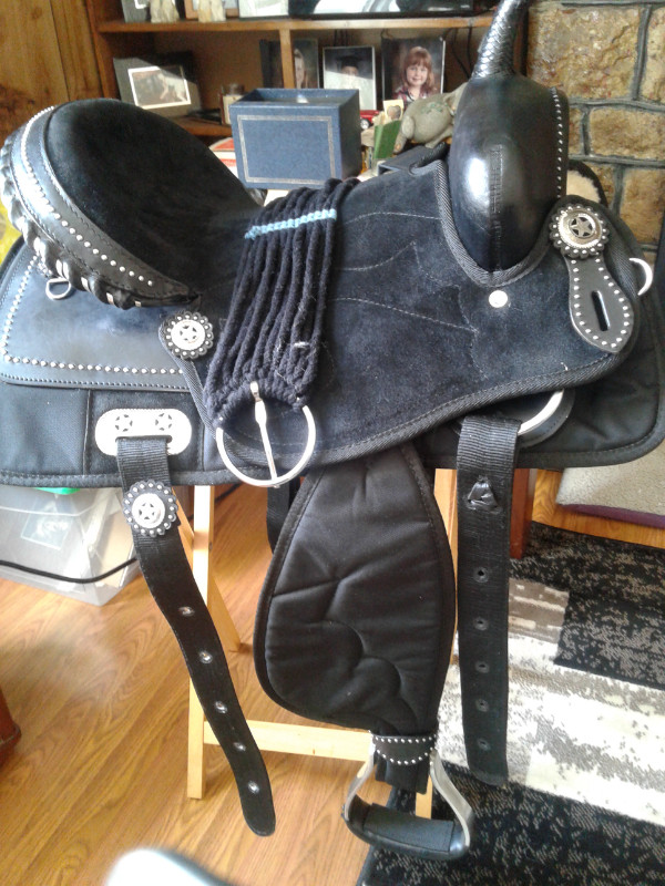 15 " Black Western Saddle $225.00 in Equestrian & Livestock Accessories in Sault Ste. Marie