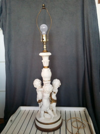 Plaster/Chalkware VTG/Antique Putti/Cherub StyleTable Lamp- 37''