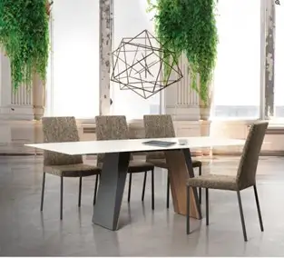 Trica Timeless Dining Table - Glass and Walnut - Canadian Made, View more