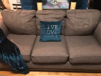 Grey gently used comfy coach., View more