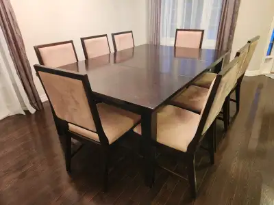 Ashley Furniture Dining Table Set including 8 upholstered chairs, View more