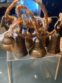 Antique Chinskie Brass Dragon Temple Bell / Gong 6 Pc.