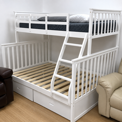 Twin Over Double Wooden Bunk Bed with Drawers | Storage Bunk Bed, View more