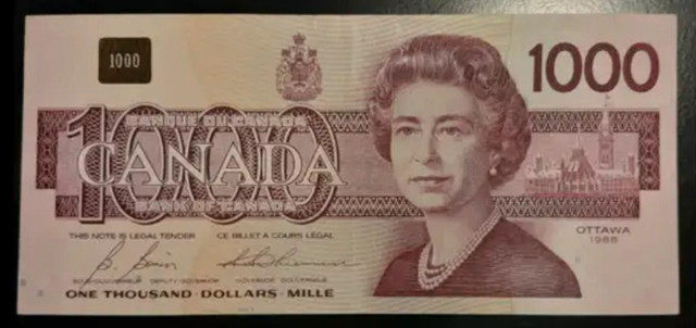 Rare Canada 1000.00$ bill dans Art et objets de collection  à Ville de Montréal