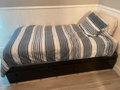 Single Mattress with 3 drawer wood box frame., View more