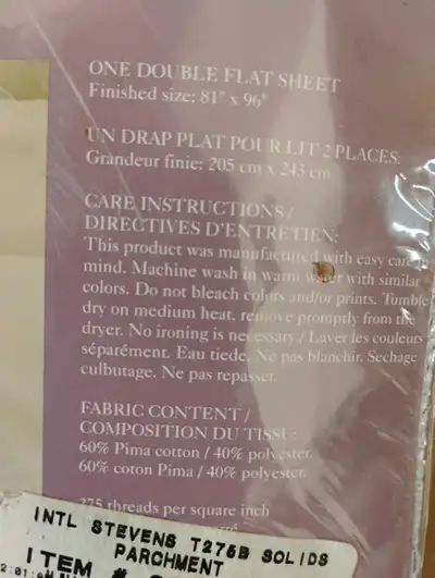 2 x  New Stevens One Double Flat Bed Sheet 81" x 96" , View more
