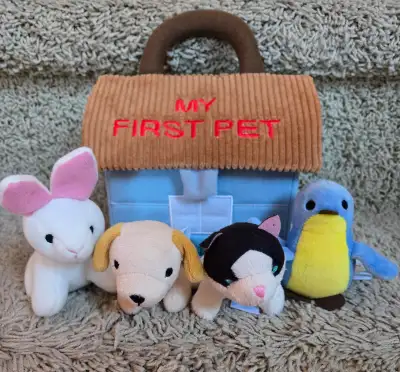 Soft Toys for Cuddling and Sensory BOTTOM ROW My First Pet: $15 Noah's Ark: $15 My Barn Yard Friends...
