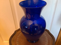Vintage Cobalt Blue Glass Vase and Pitcher