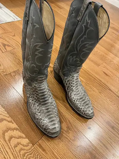 Dan Post Grey Snakeskin Cowboy Boots, View more