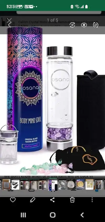 osana glass water bottle with crystals, View more