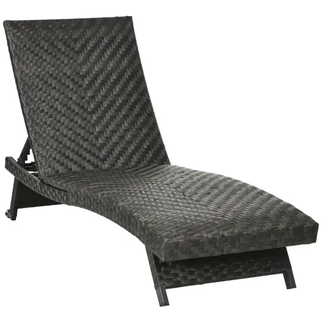 Rattan Outdoor Lounger Chair Recliner with 5-Level Adjustable Ba in Chairs & Recliners in Markham / York Region - Image 3
