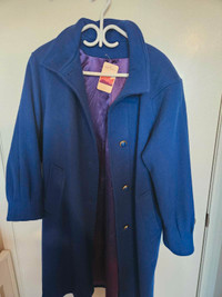 Wool Coat - Cobalt Blue - Satin Lining - $150 