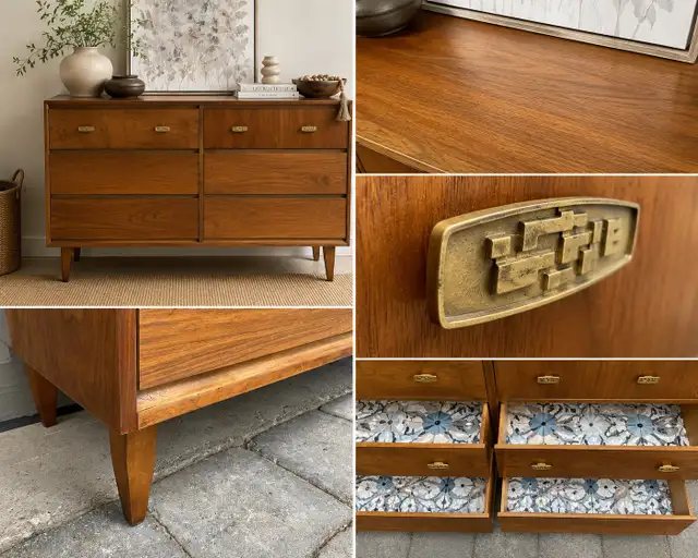 ✨ Vintage Restored MCM Wood Dresser in Dressers & Wardrobes in Oshawa / Durham Region - Image 9