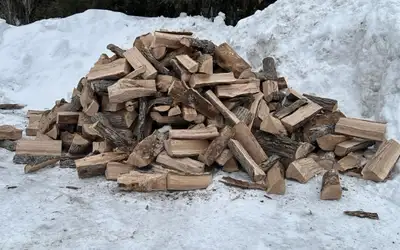 Camp fire wood mix of softwood and hardwood 60/40 Great for campfires $125 half cord picked up Deliv...