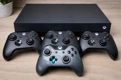 Xbox One X, 4 Controllers, 50+ Games, View more