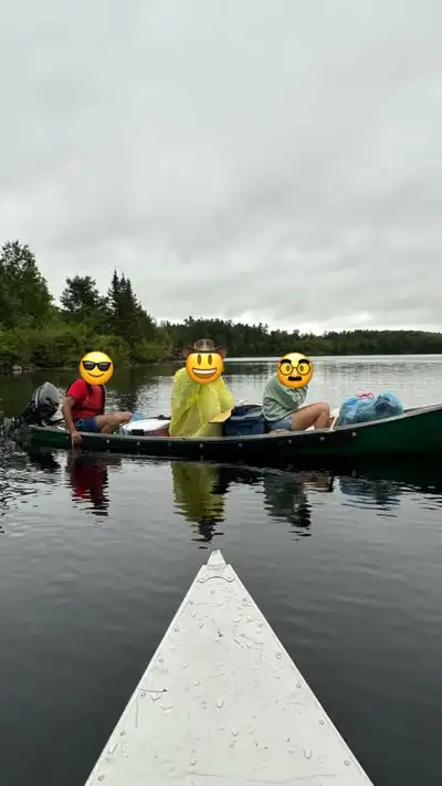 This 16-foot flat-back canoe is in good condition and has: * 3-person seating * premium leather seat...