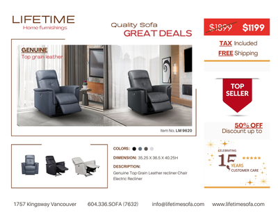 Genuine Top Grain Leather Electric Recliner Chair, View more