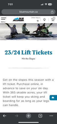 Blue mountain lift ticket