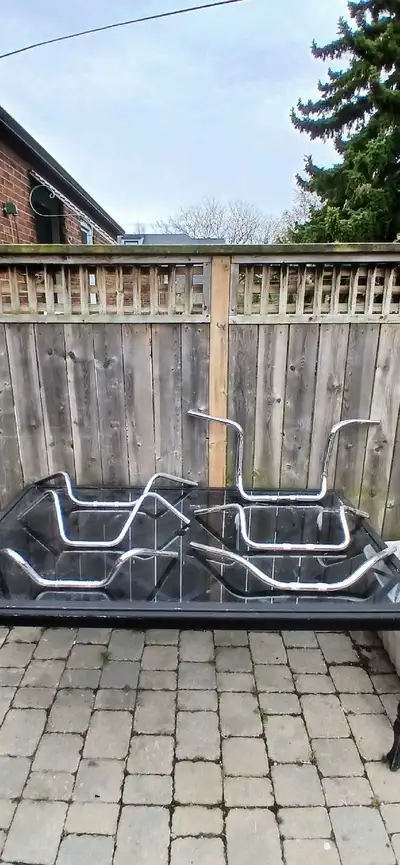 6 Chrome Handle Bars Old School Styles 1-Ape Hangers 1-Drag Bar 4- Various Bars E me- ntdtfs@gmail.c...