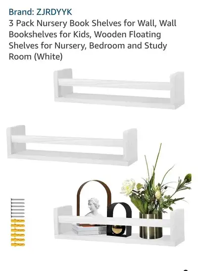 3-Pack Wooden Floating Wall Shelves (Brand New), View more
