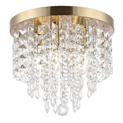 5 Light Gold Crystal Flush, View more