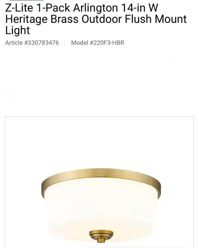 BEAUTIFUL NEW 14” HERITAGE BRASS FLUSHMOUNT LIGHT , View more