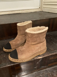 Chanel sheepskin boots