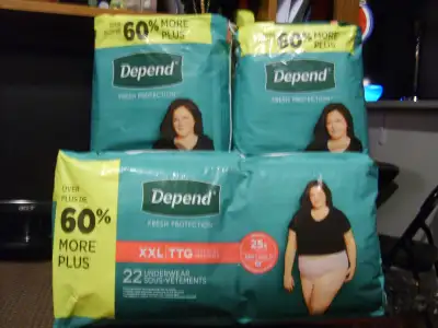 16 PACKS OF LADIES DEPENDS UNDERWEAR   $ 8.00  EACH  PACK, View more