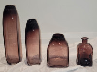 Burgundy tinted heavy glass vases