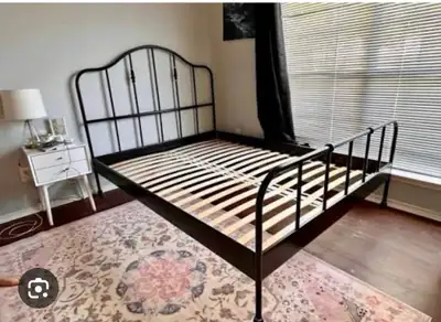 IKEA SAGSTUA Metal Bed Frame with Wooden Slats, View more