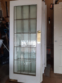 31 3/4"×80"- Beautiful Beveled Glass French Door with gold inlay
