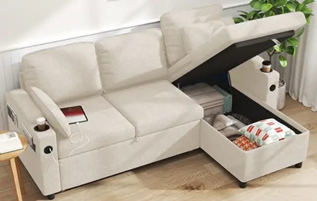 Sectional pull out BED with charging station in Couches & Futons in Charlottetown - Image 2