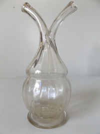 ORIGINAL VINTAGE FRANCE OIL & VINEGAR 2 SPOUT GLASS DISPENSER