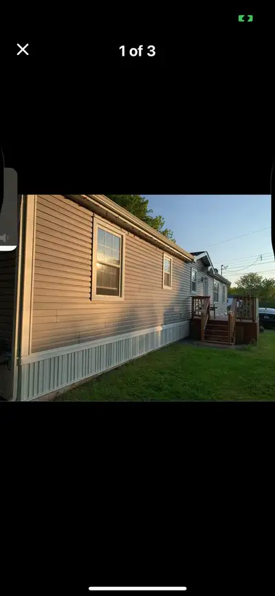 8 years old, 16 x 60 comes with fridge, stove, dishwasher, microwave, washer and dryer. 2 nice size...